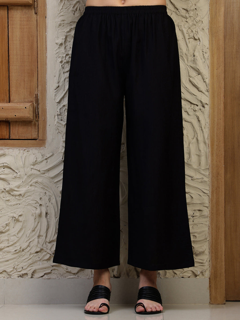 Shirt Style Kurta With Palazzo, Black - Hiral Fashion - Distacart