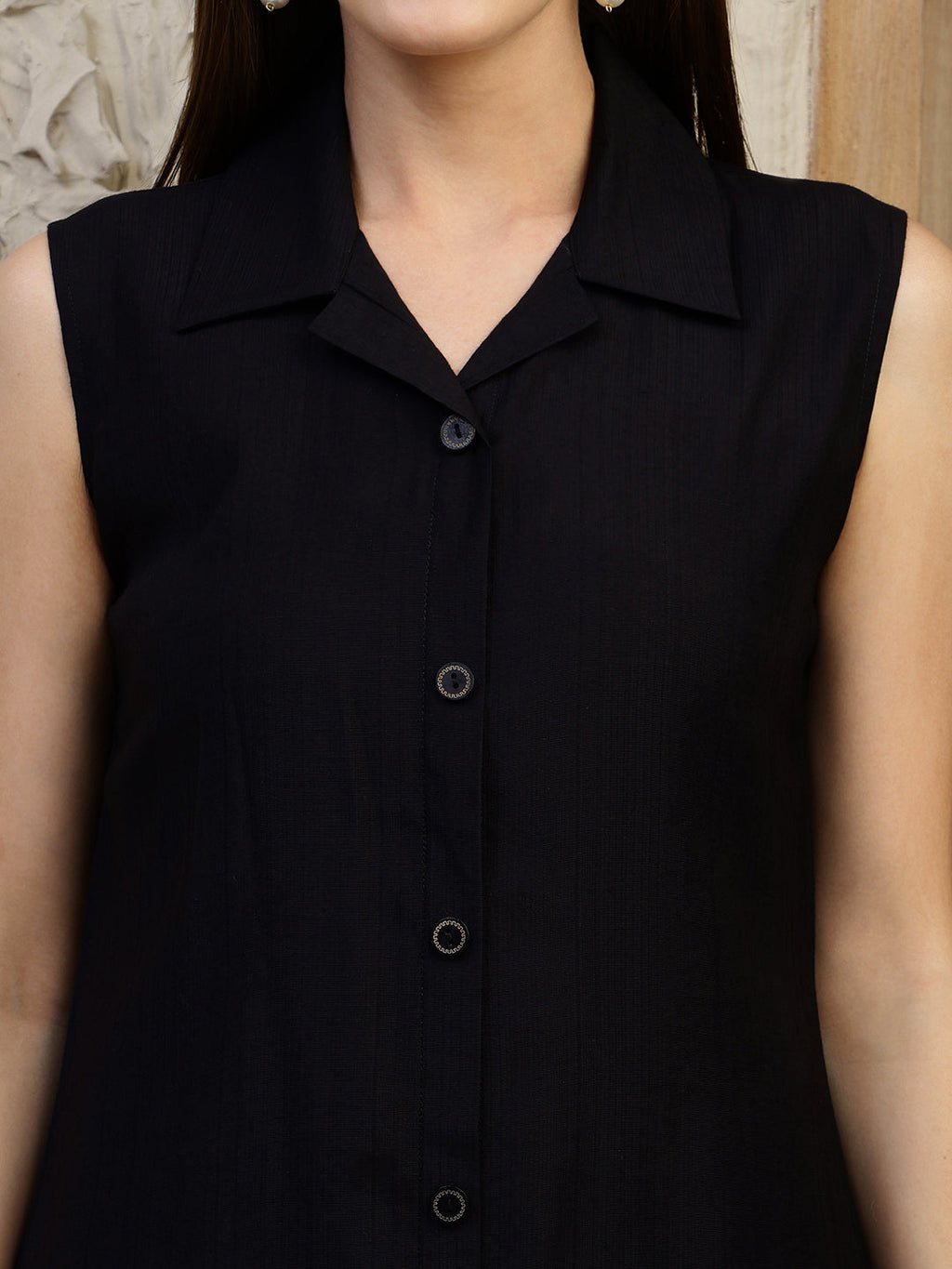Shirt Style Kurta With Palazzo, Black - Hiral Fashion - Distacart