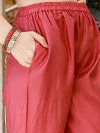 Hand Embroidered Kurta With Pant & Banarasi Dupatta, Multicolor - Hiral Fashion
