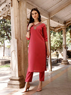 Hand Embroidered Kurta With Pant & Banarasi Dupatta, Multicolor - Hiral Fashion