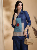 Colour Blocked Co-Ords, Blue - Hiral Fashion - Distacart