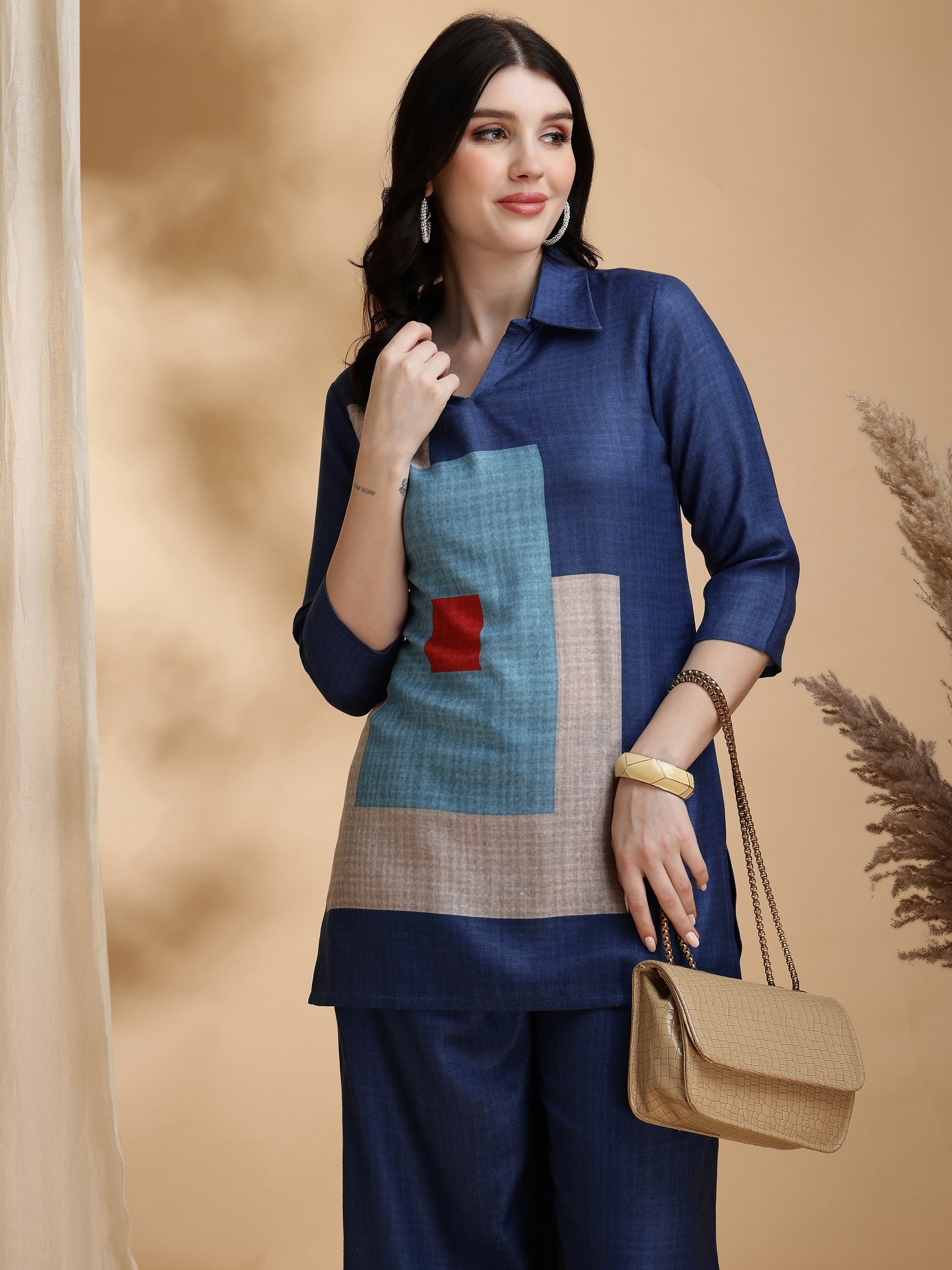 Colour Blocked Co-Ords, Blue - Hiral Fashion - Distacart