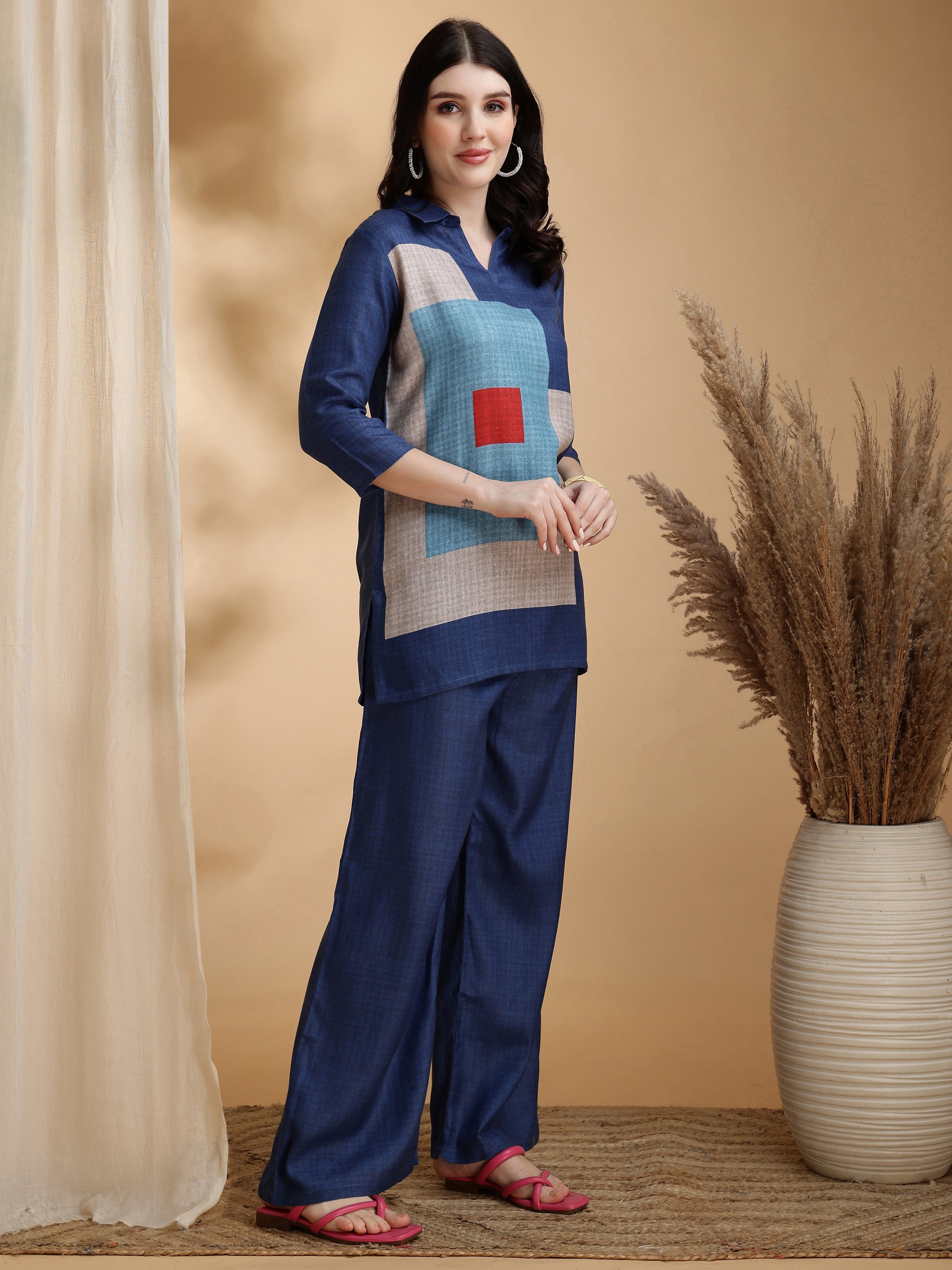 Colour Blocked Co-Ords, Blue - Hiral Fashion - Distacart