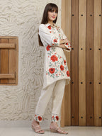 Placement Embroidered Co Ords, Cream - Hiral Fashion - Distacart
