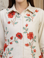 Placement Embroidered Co Ords, Cream - Hiral Fashion - Distacart