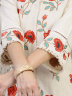 Placement Embroidered Co Ords, Cream - Hiral Fashion - Distacart