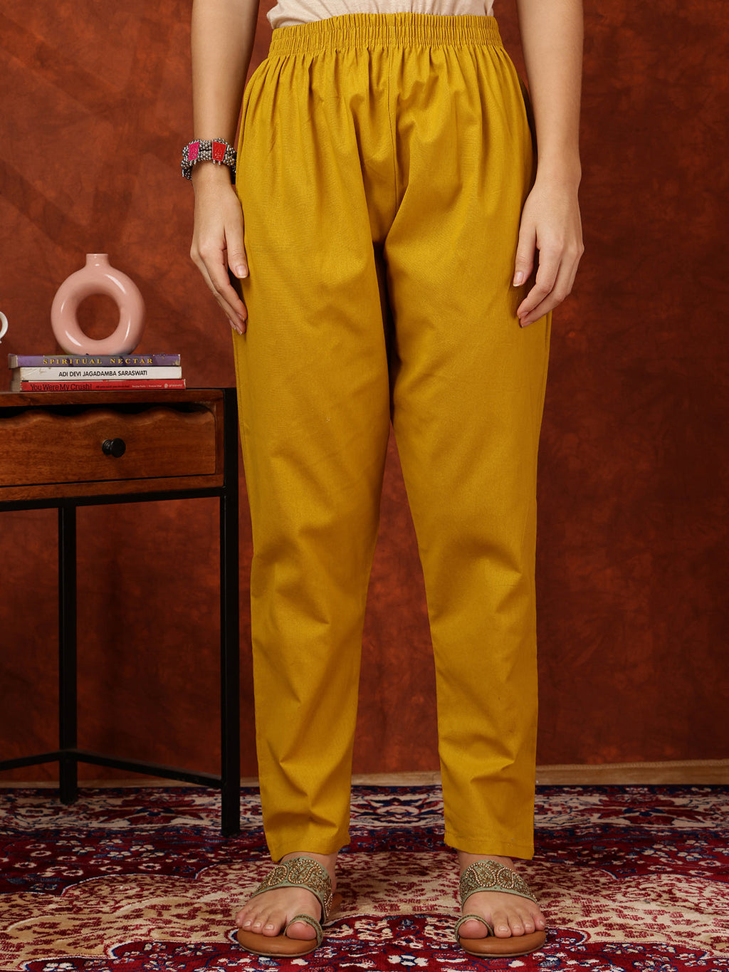 Placement Floral Front Buttoned Kurta With Pant, Mustard - Hiral Fashion - Distacart