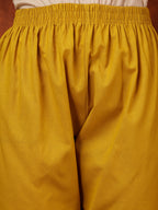 Placement Floral Front Buttoned Kurta With Pant, Mustard - Hiral Fashion - Distacart