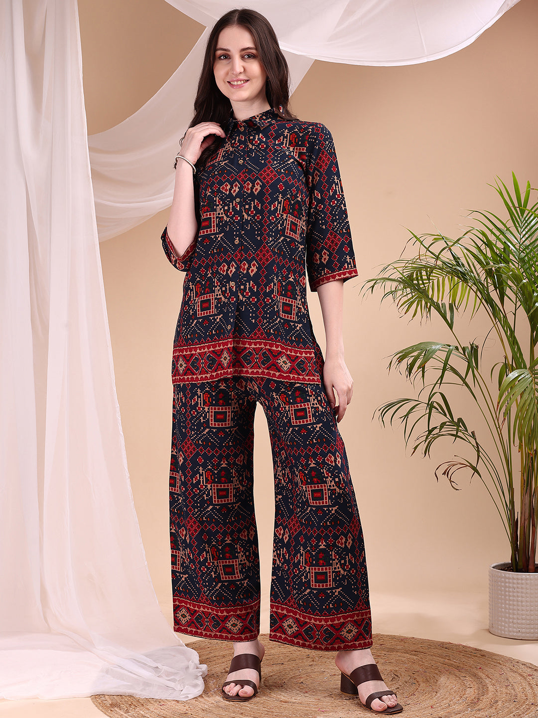 Printed Versatile Co-Ords, Navy Blue - Hiral Fashion - Distacart