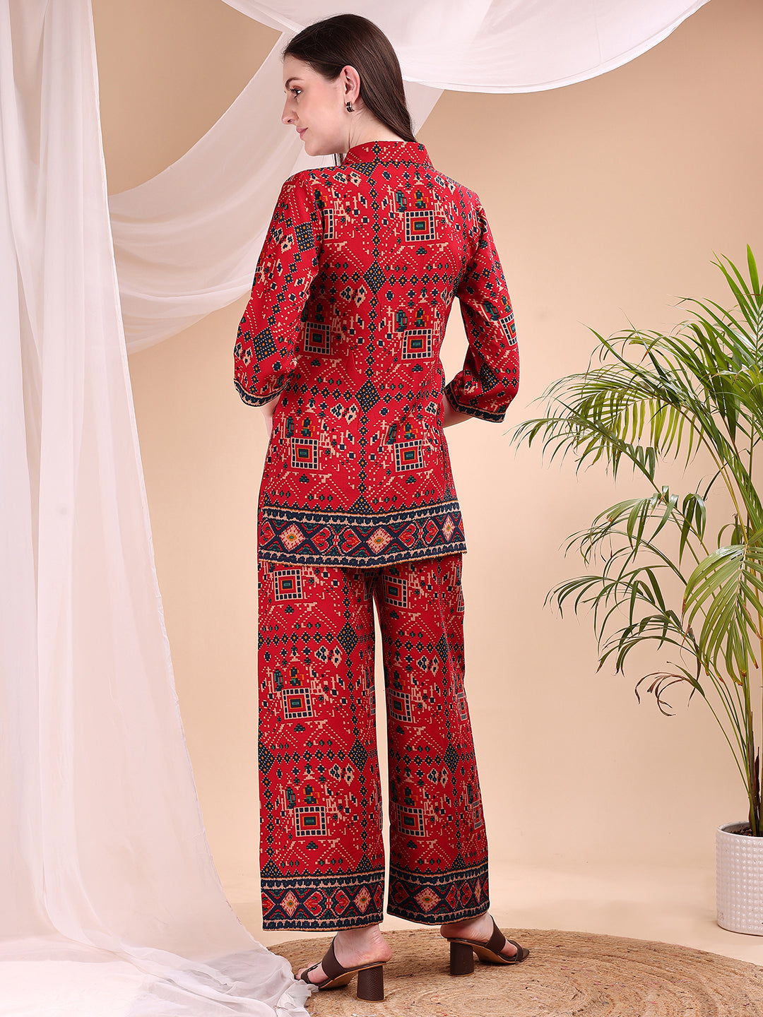 Printed Versatile Co-Ords, Red - Hiral Fashion - Distacart