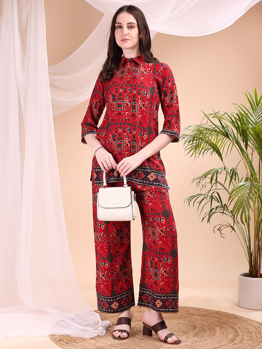 Printed Versatile Co-Ords, Red - Hiral Fashion - Distacart