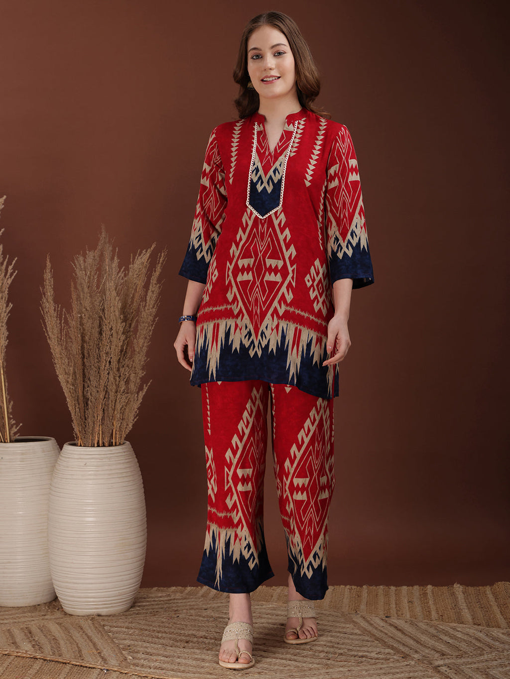 Indie Printed Co-Ords, Pink - Hiral Fashion - Distacart