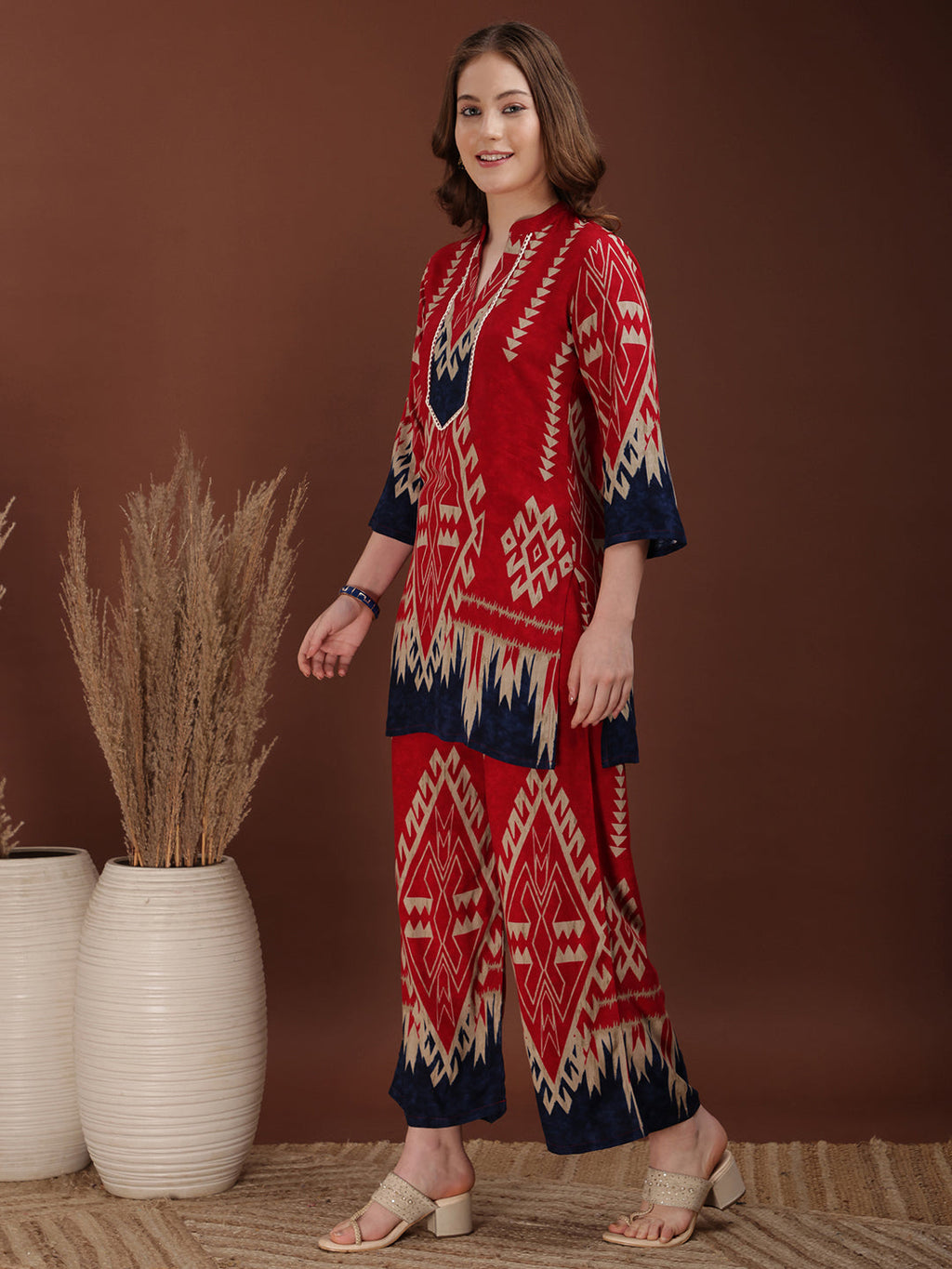 Indie Printed Co-Ords, Pink - Hiral Fashion - Distacart