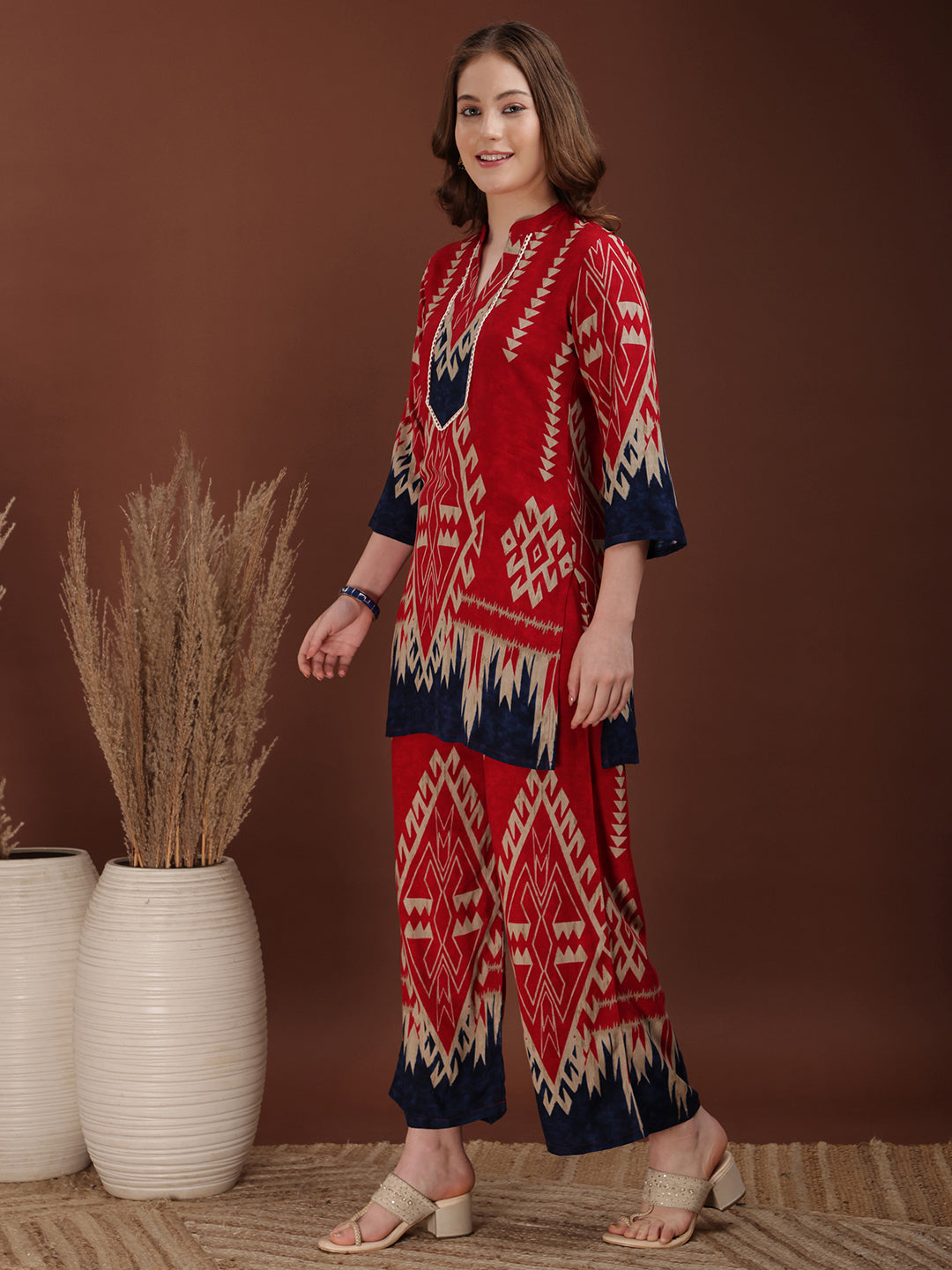 Indie Printed Co-Ords, Pink - Hiral Fashion - Distacart