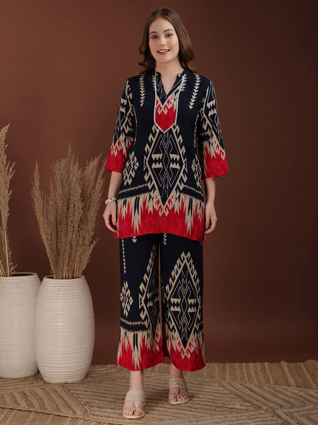 Indie Printed Co-Ords, Navy Blue - Hiral Fashion - Distacart