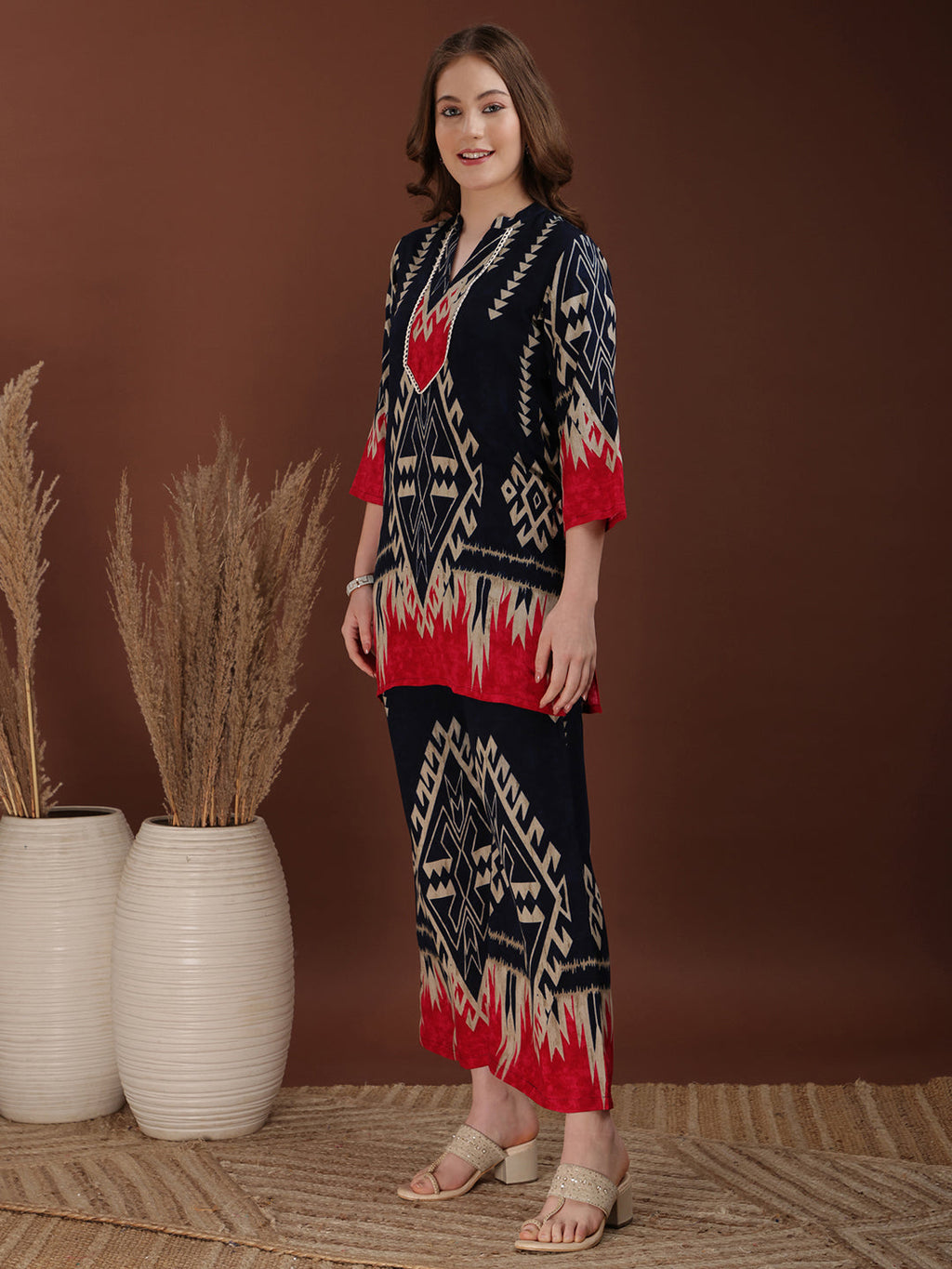 Indie Printed Co-Ords, Navy Blue - Hiral Fashion - Distacart