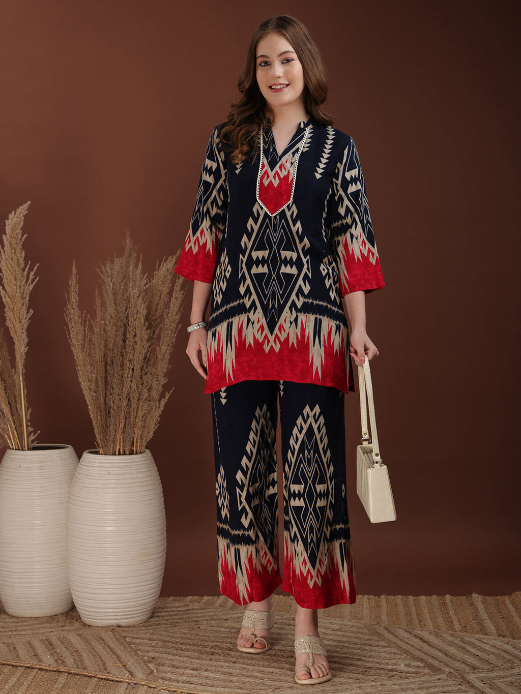 Indie Printed Co-Ords, Navy Blue - Hiral Fashion - Distacart
