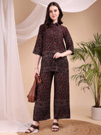 Intricate Floral And Paisley Motifs Co-Ords, Maroon - Hiral Fashion - Distacart