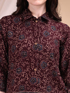 Intricate Floral And Paisley Motifs Co-Ords, Maroon - Hiral Fashion - Distacart