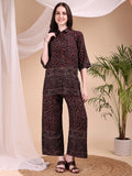 Intricate Floral And Paisley Motifs Co-Ords, Maroon - Hiral Fashion - Distacart
