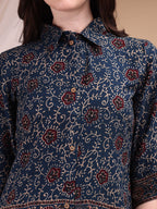 Intricate Floral And Paisley Motifs Co-Ords, Navy Blue - Hiral Fashion - Distacart