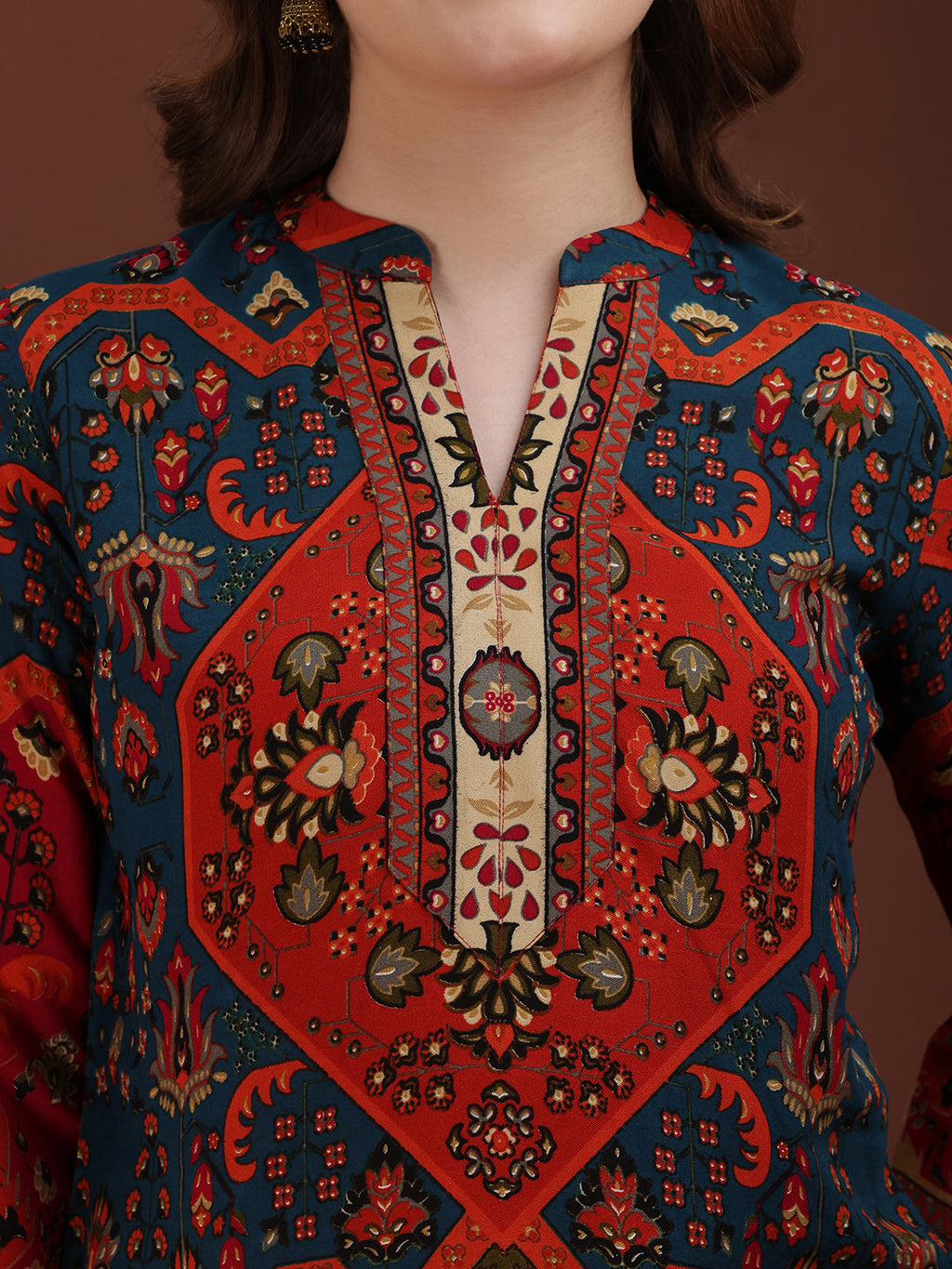 Floral & Geometrical Printed Co-Ords, Red - Hiral Fashion - Distacart