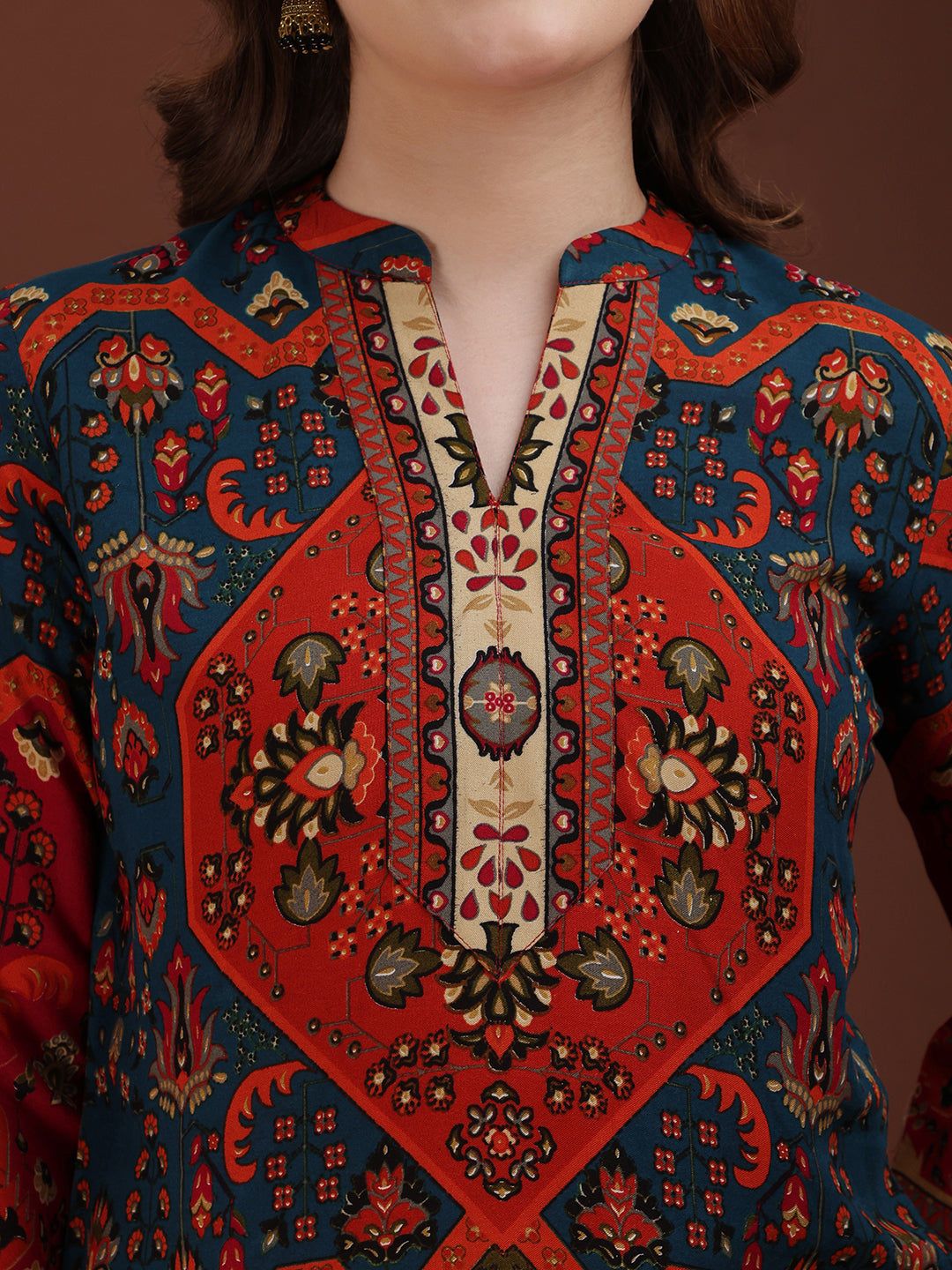 Floral & Geometrical Printed Co-Ords, Red - Hiral Fashion - Distacart