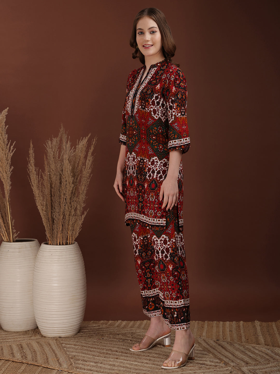 Floral & Geometrical Printed Co-Ords, Multicolor - Hiral Fashion - Distacart