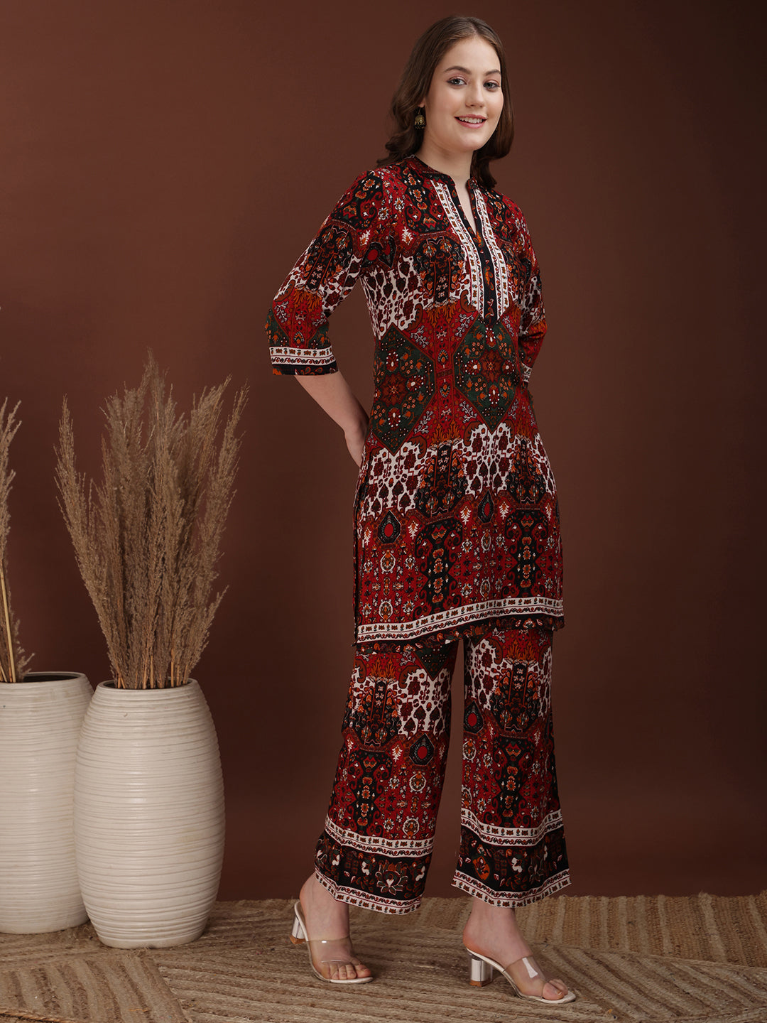 Floral & Geometrical Printed Co-Ords, Multicolor - Hiral Fashion - Distacart