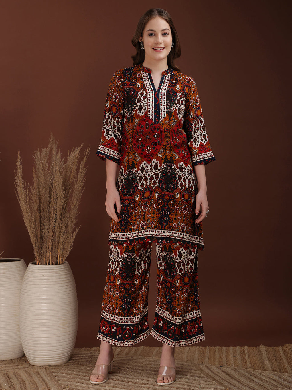 Floral & Geometrical Printed Co-Ords, Multicolor - Hiral Fashion - Distacart