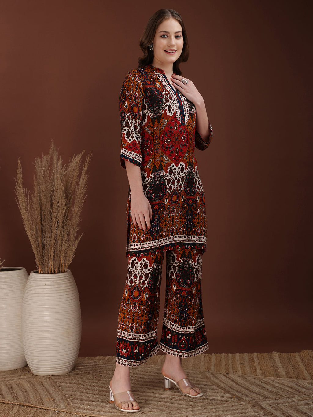 Floral & Geometrical Printed Co-Ords, Multicolor - Hiral Fashion - Distacart