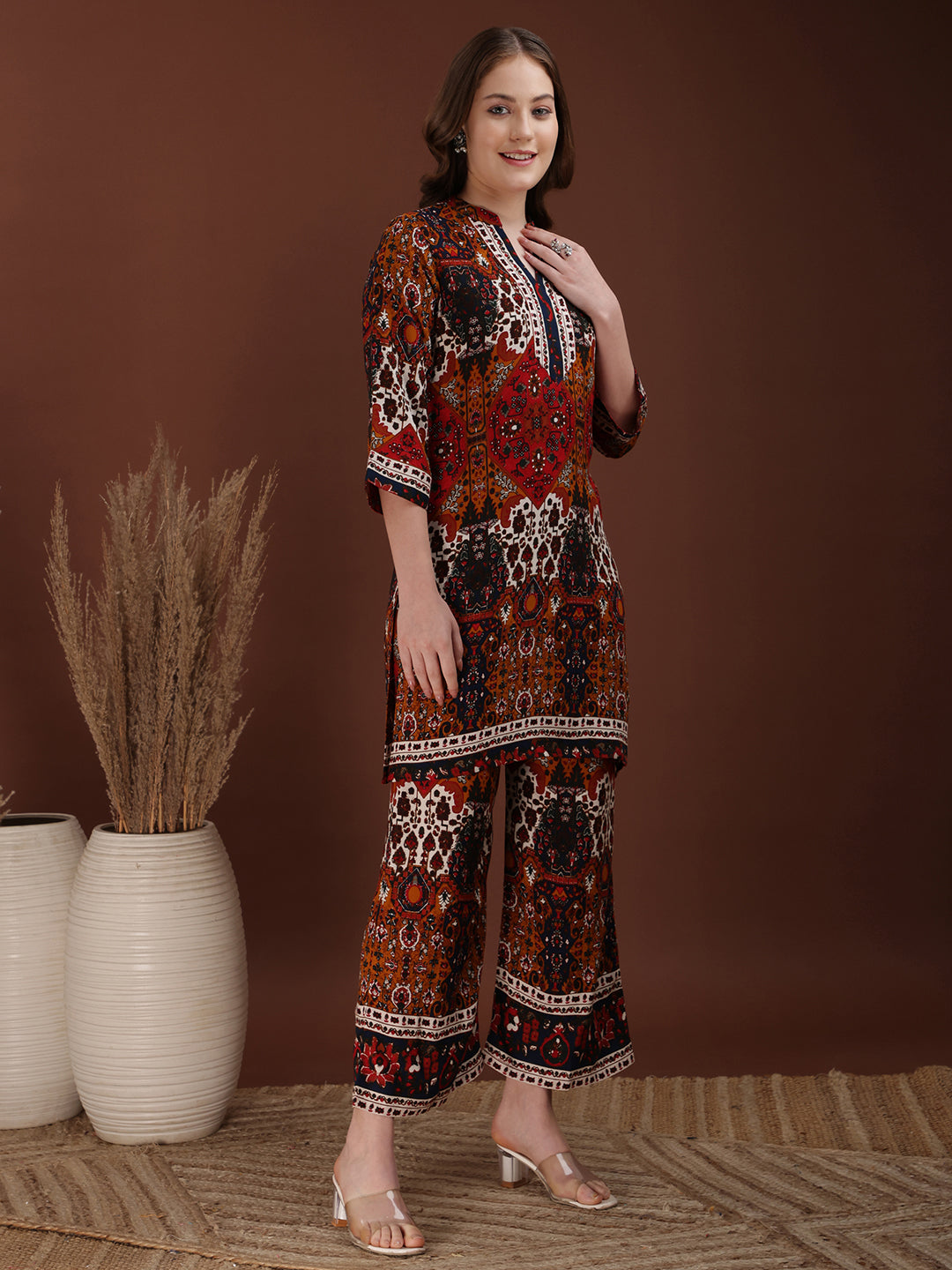Floral & Geometrical Printed Co-Ords, Multicolor - Hiral Fashion - Distacart