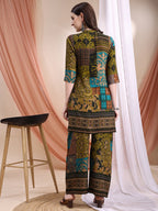 Intricate Floral And Paisley Motifs Co-Ords, Green - Hiral Fashion - Distacart