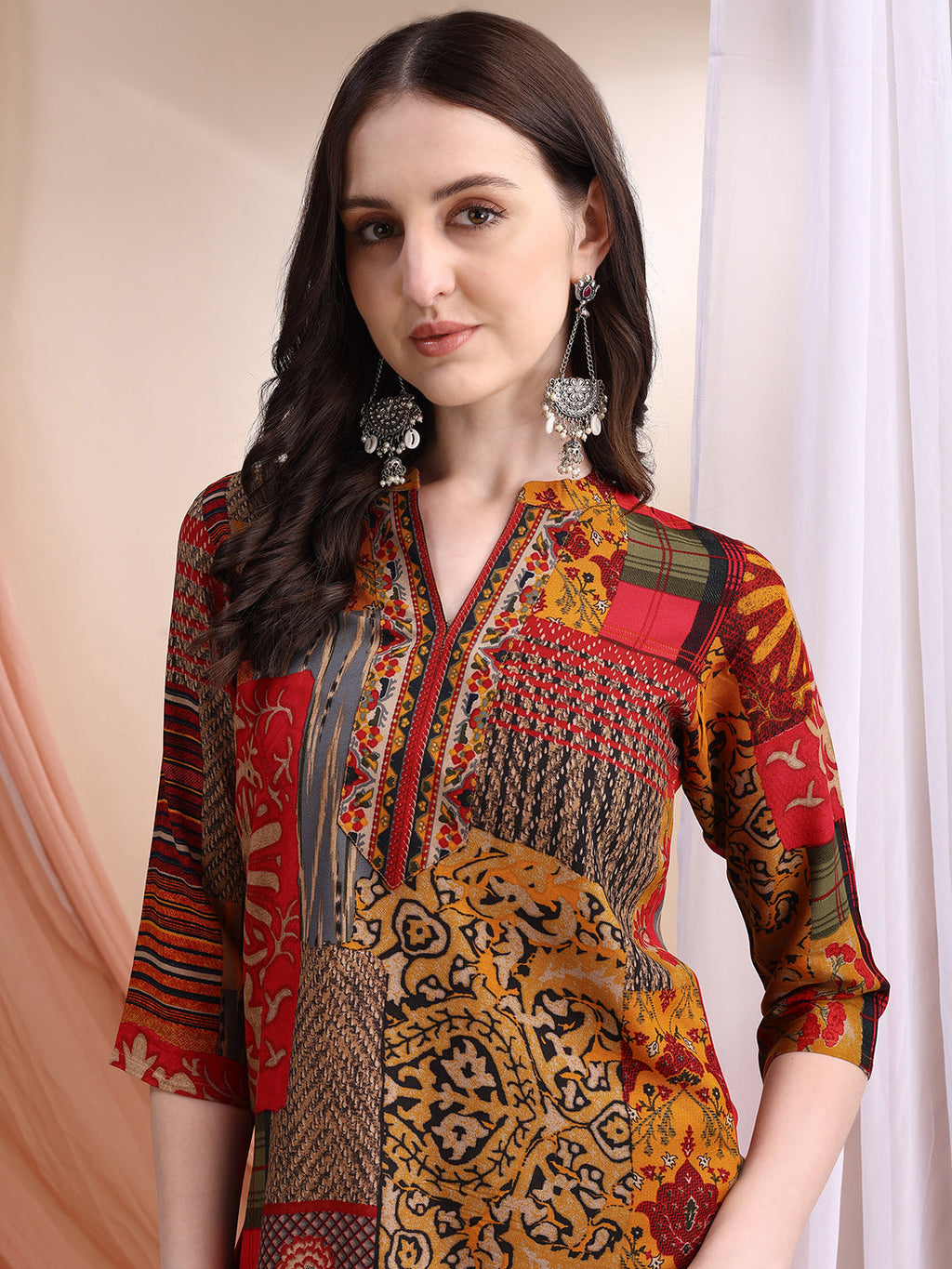 Intricate Floral And Paisley Motifs Co-Ords, Red - Hiral Fashion - Distacart