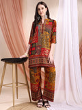 Intricate Floral And Paisley Motifs Co-Ords, Red - Hiral Fashion - Distacart