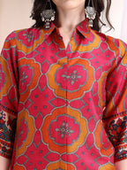 Vibrant Ethnic Co-Ord Set, Pink - Hiral Fashion - Distacart