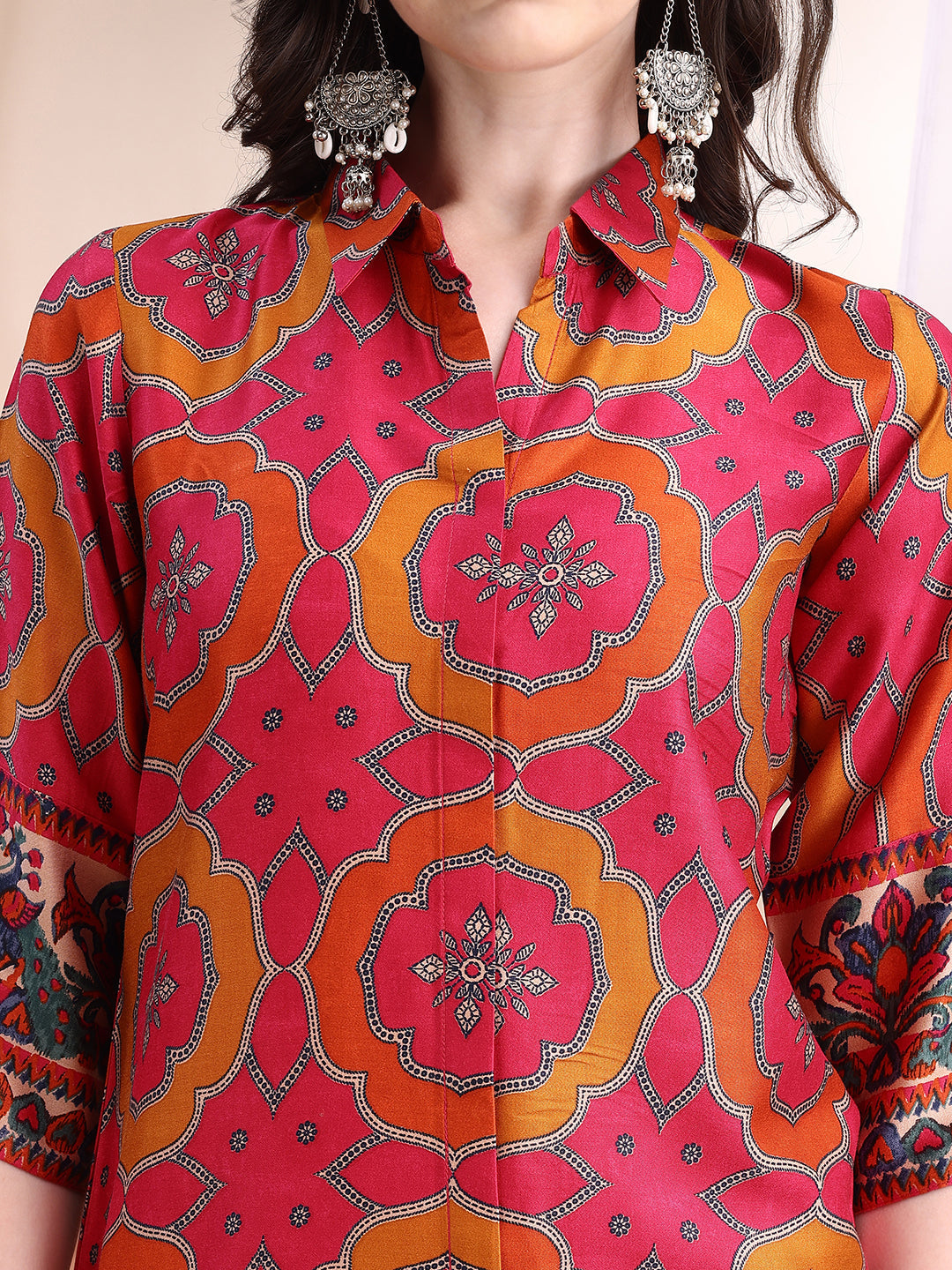 Vibrant Ethnic Co-Ord Set, Pink - Hiral Fashion - Distacart