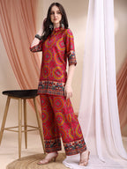 Vibrant Ethnic Co-Ord Set, Pink - Hiral Fashion - Distacart