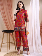 Vibrant Ethnic Co-Ord Set, Pink - Hiral Fashion - Distacart