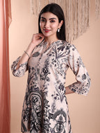 Floral & Paisley Printed Co-Ords, Beige - Hiral Fashion