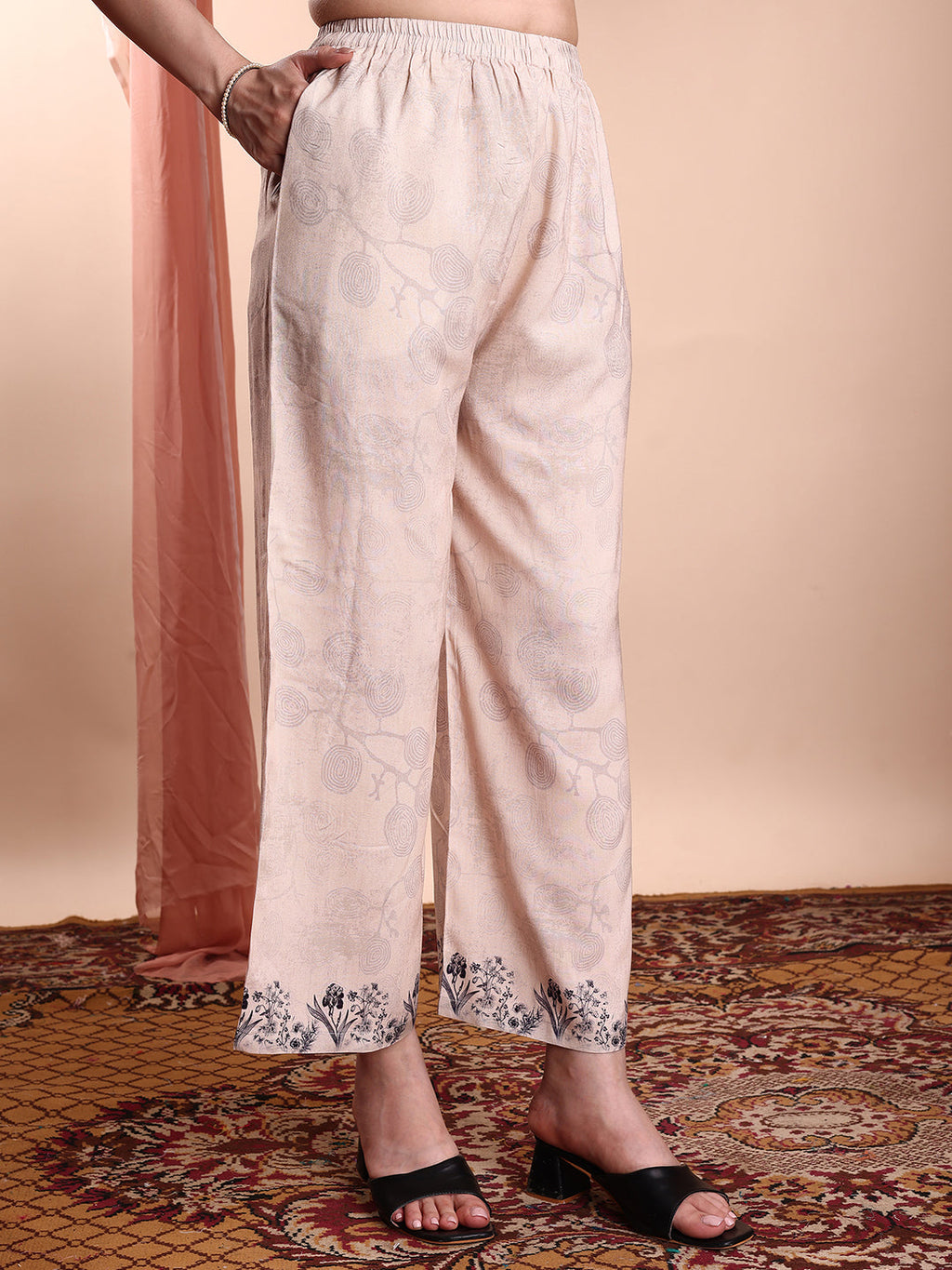 Floral & Paisley Printed Co-Ords, Beige - Hiral Fashion