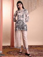 Floral & Paisley Printed Co-Ords, Beige - Hiral Fashion