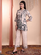 Floral & Paisley Printed Co-Ords, Beige - Hiral Fashion