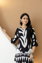 Abstract Printed Co-Ords, Black; White - Hiral Fashion - Distacart