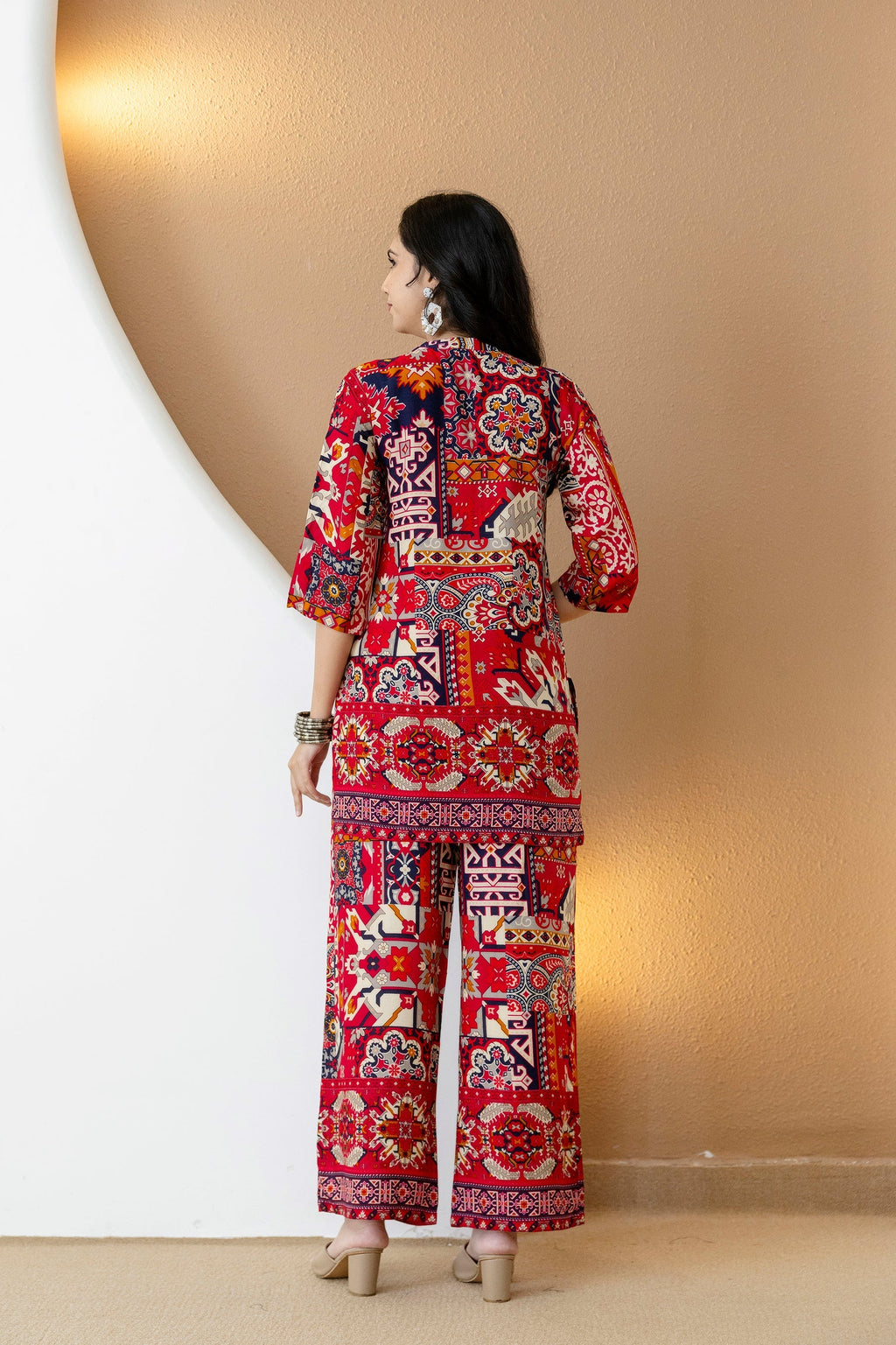 Boho Printed Co-Ord Set, Pink - Hiral Fashion - Distacart