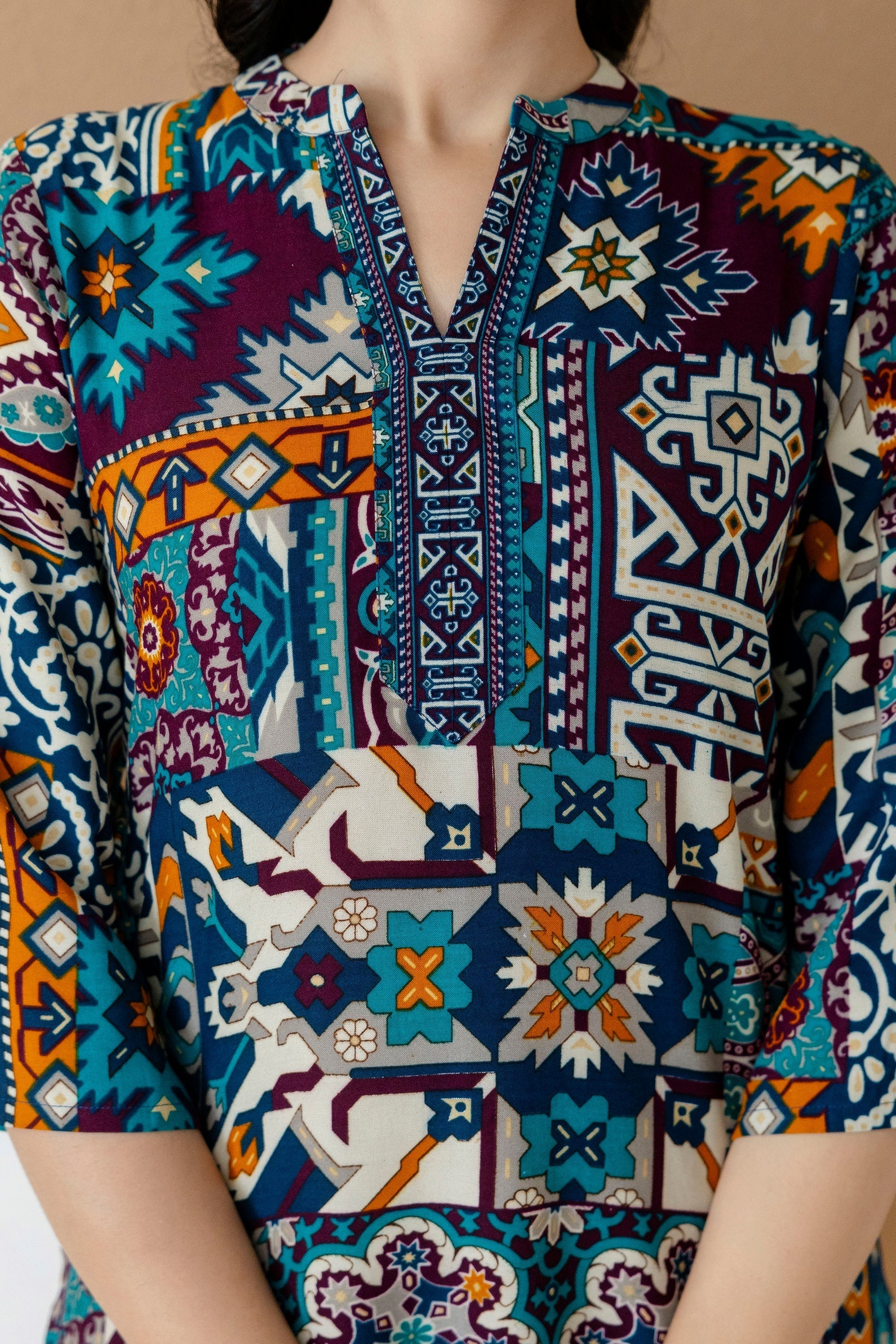 Boho Printed Co-Ord Set, Teal - Hiral Fashion - Distacart