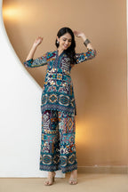 Boho Printed Co-Ord Set, Teal - Hiral Fashion - Distacart