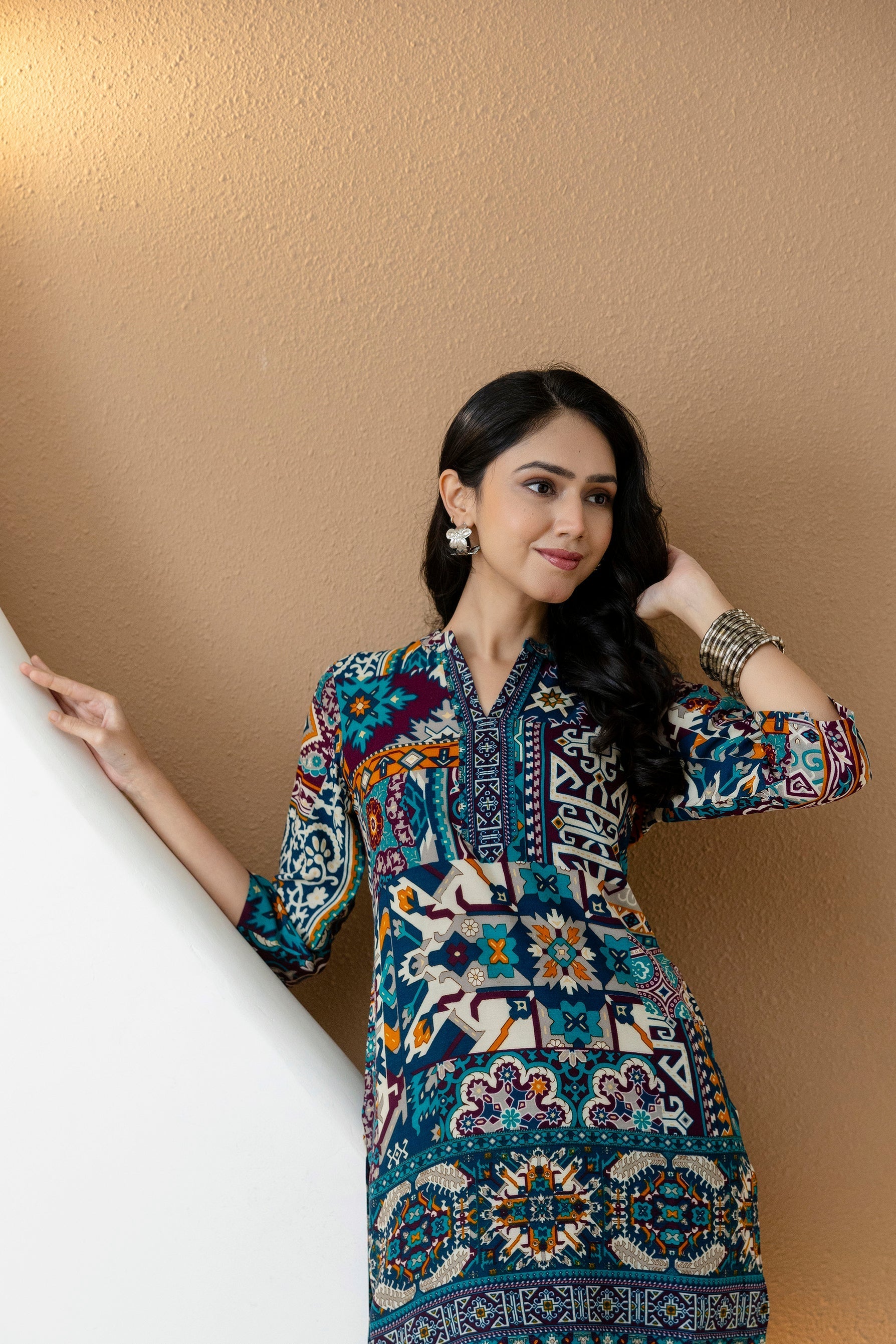 Boho Printed Co-Ord Set, Teal - Hiral Fashion - Distacart