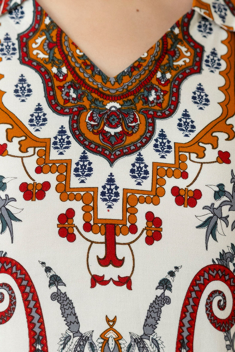 Paisley And Ethnic Motif Printed Kurta With Palazzo, Multicolor - Hiral Fashion - Distacart