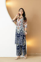 Paisley And Ethnic Motif Printed Kurta With Palazzo, Multicolor - Hiral Fashion - Distacart